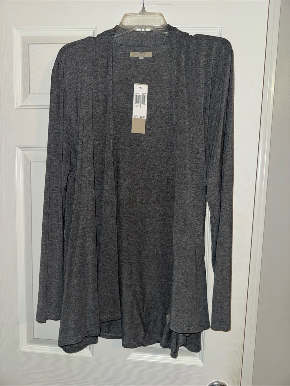 Joan Vass Dark Gray Open Front Cardigan